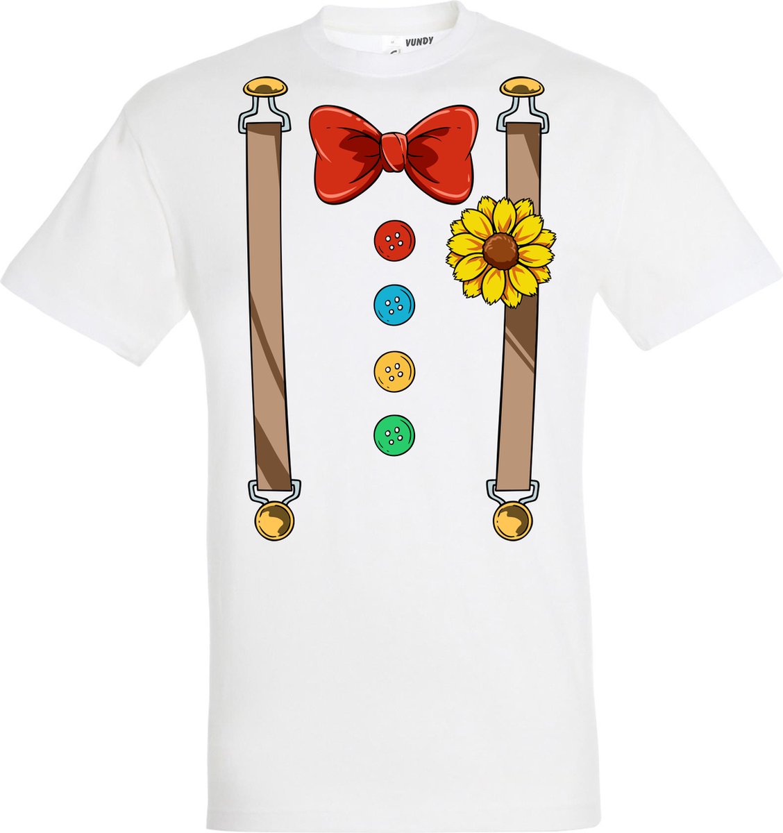 T-shirt Bretels Kostuum | Carnaval | Carnavalskleding Dames Heren | Wit | maat S